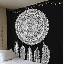 Black & White Dream Catcher Wall Tapestry