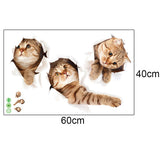 3D PEEK A BOO CATS WALL DECAL