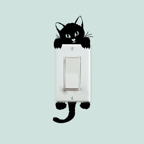 CURIOUS CAT WALL SWITCH DECAL
