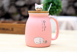 Pastel Ceramic Kitty Mug with Lid
