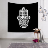 Black & White Hamsa Hand Wall Tapestry
