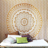 Gold Indian mandala wall tapestry